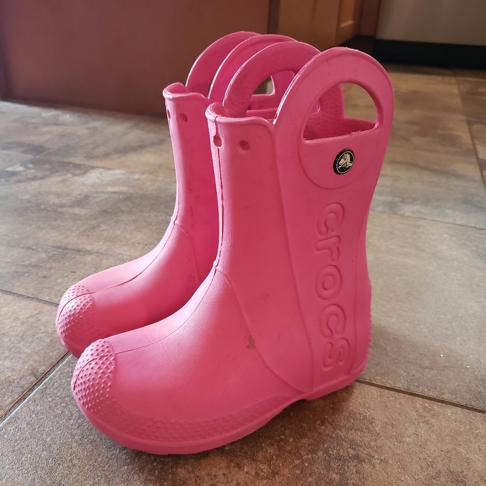 CROCS Rain Boots Childrens Pink Size 12